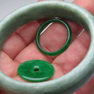 "Natural Jade bangle +  FREE Jade Ring & Jade Donut 60mm"